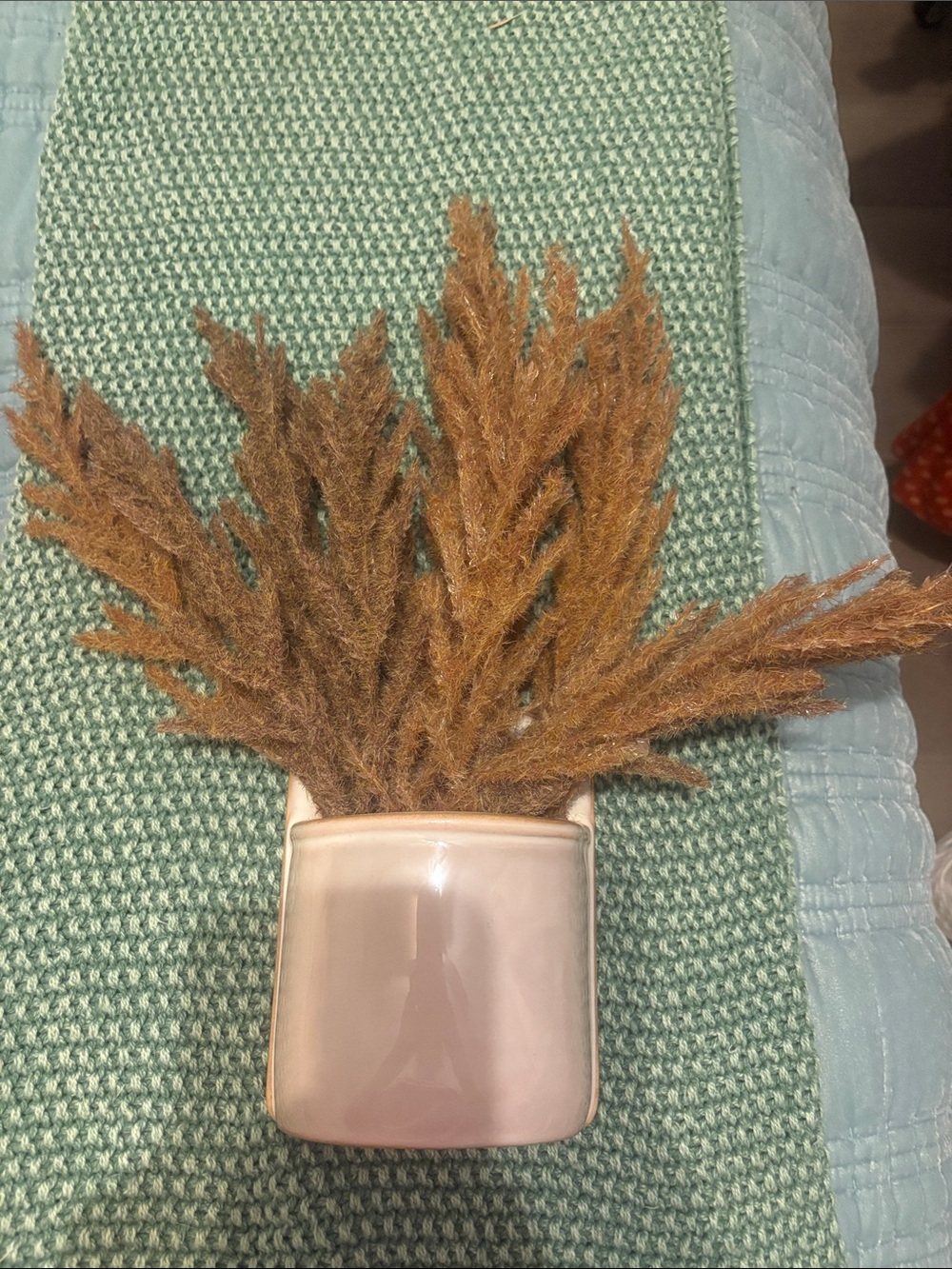 Neutral Ceramic Vase with Brown Dried Pampas